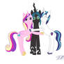 Cadance, Queen Chrysalis, and Shining Armor