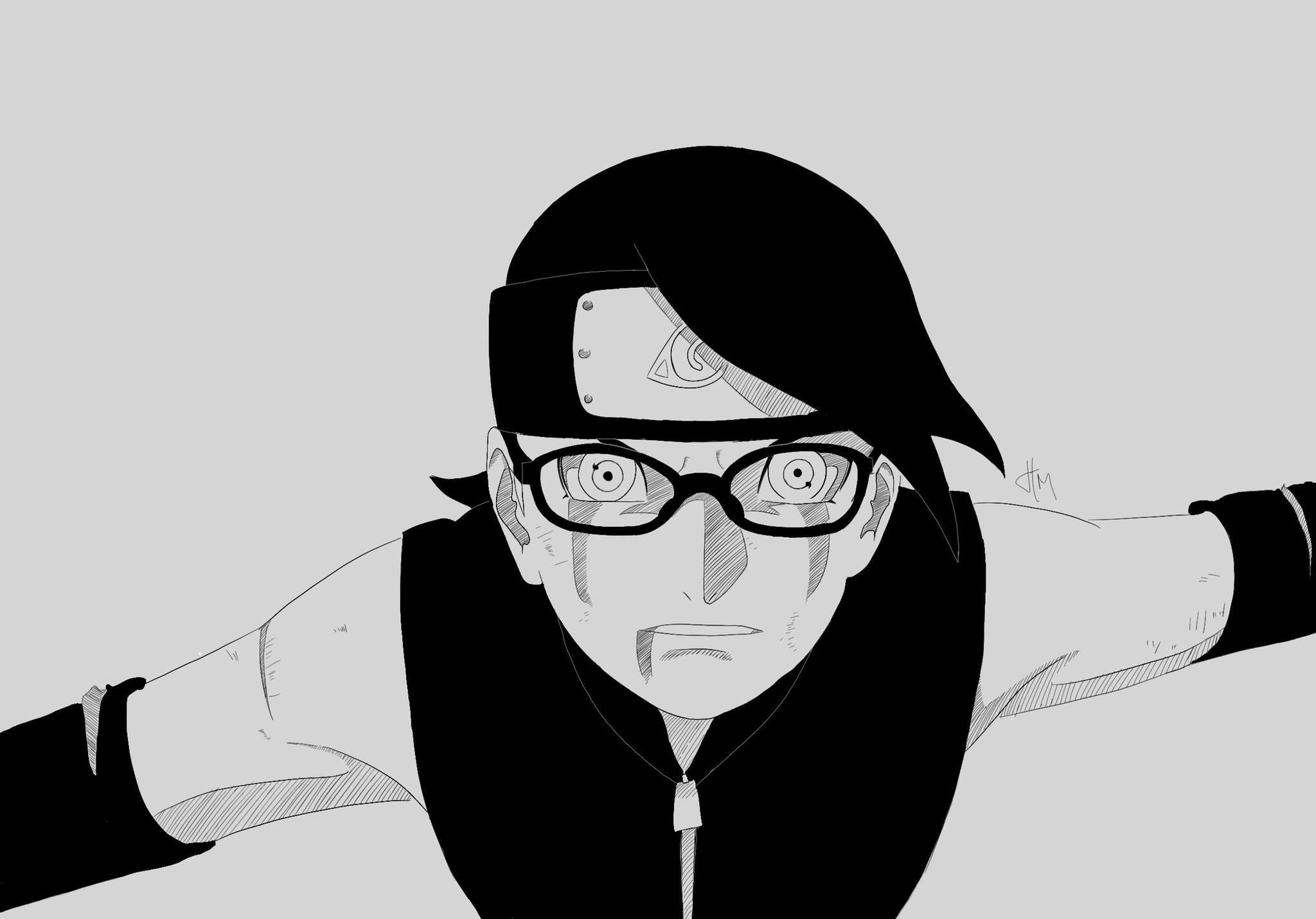 Sarada Uchiha manga + anime art.. Drawn on MS paint using mouse : r/Boruto