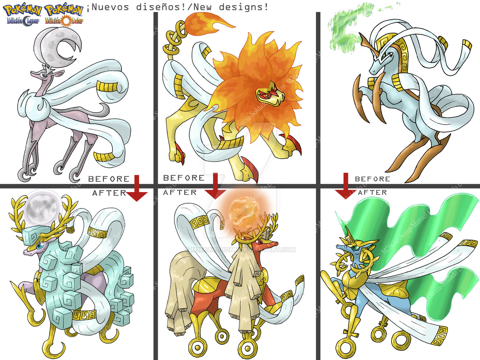 New Designs of my Legendaries Fakemon! 4 by M26Garchomp on DeviantArt