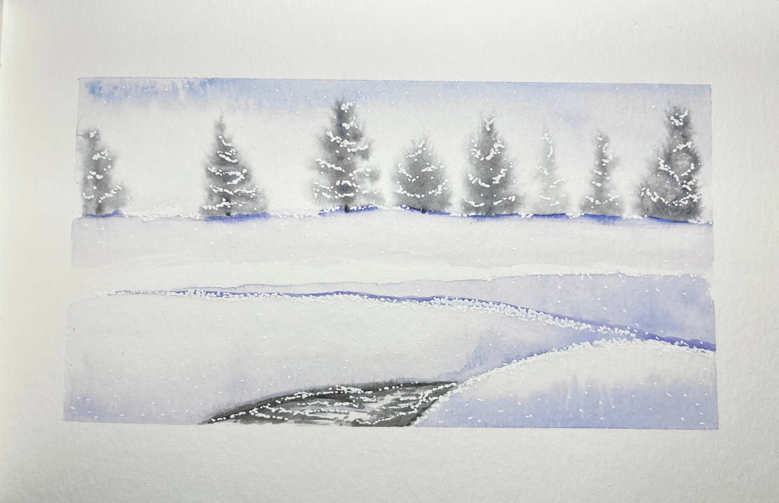 January Snowfall in Watercolor by Sarabynoe on DeviantArt