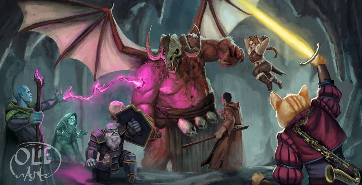 Orcus against the adventurers by Olieart on DeviantArt