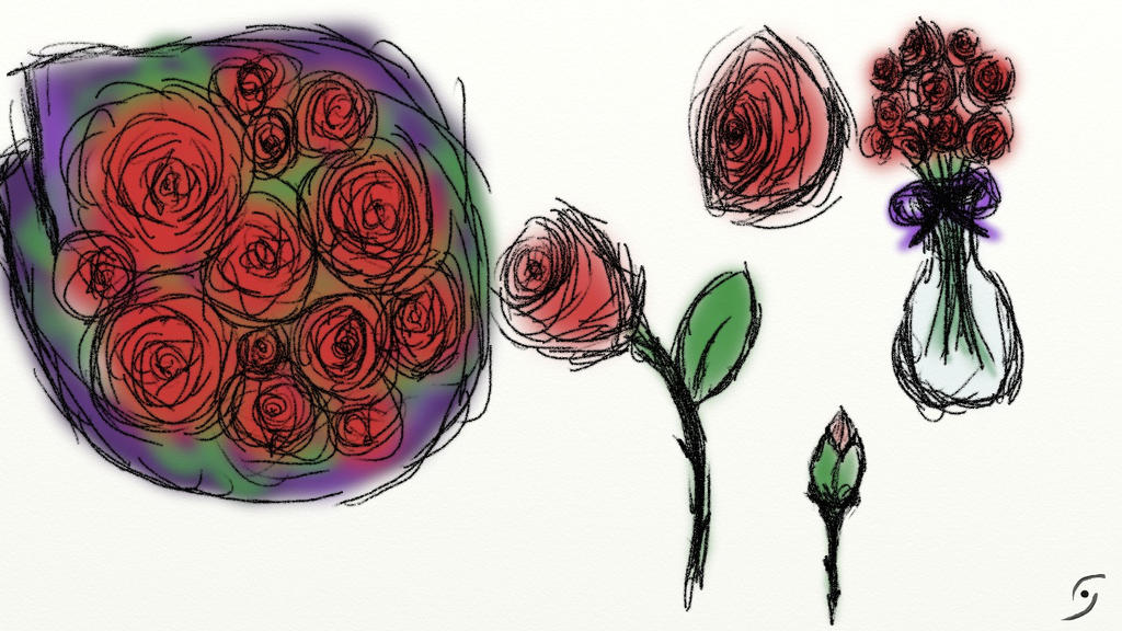 Random sketching: Roses by Moonshine24 on DeviantArt