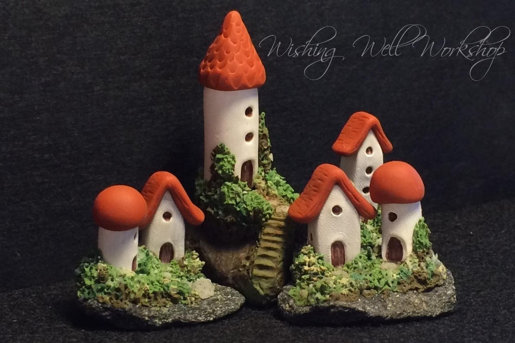 Polymer Clay Miniature Village by missfinearts