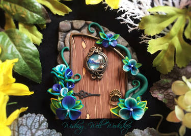 Polymer Clay Fairy Door Blues/Greens