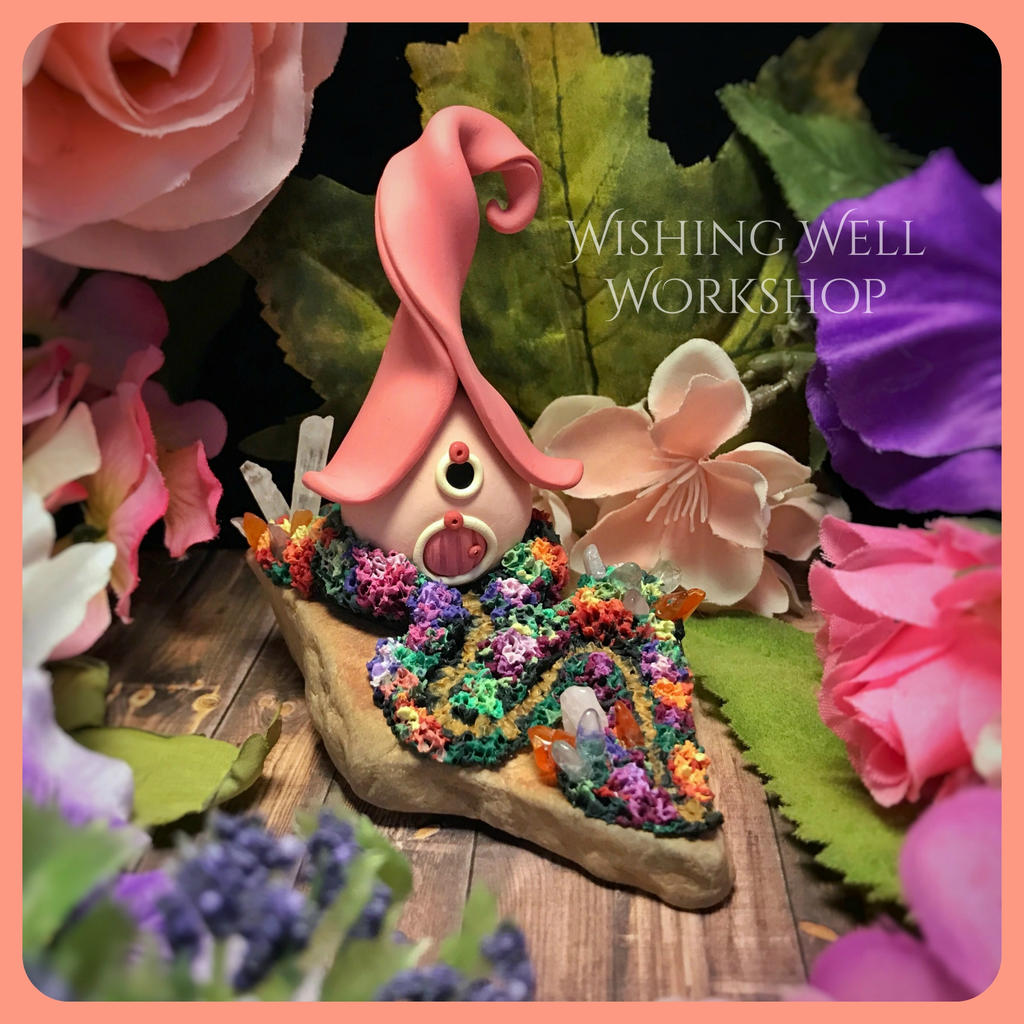 Polymer Clay Fairy Cottage-Pink