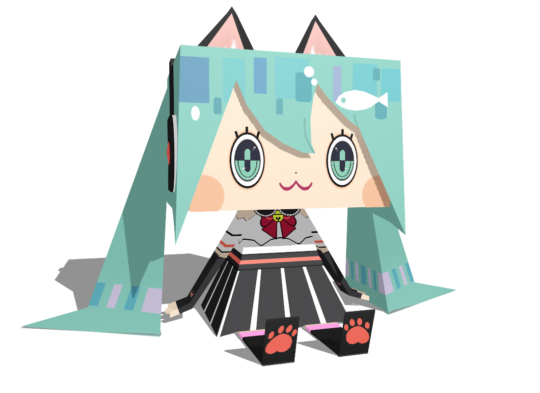 MMD - cat miku (papercraft like)