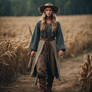 Alexis Ren in wheat field