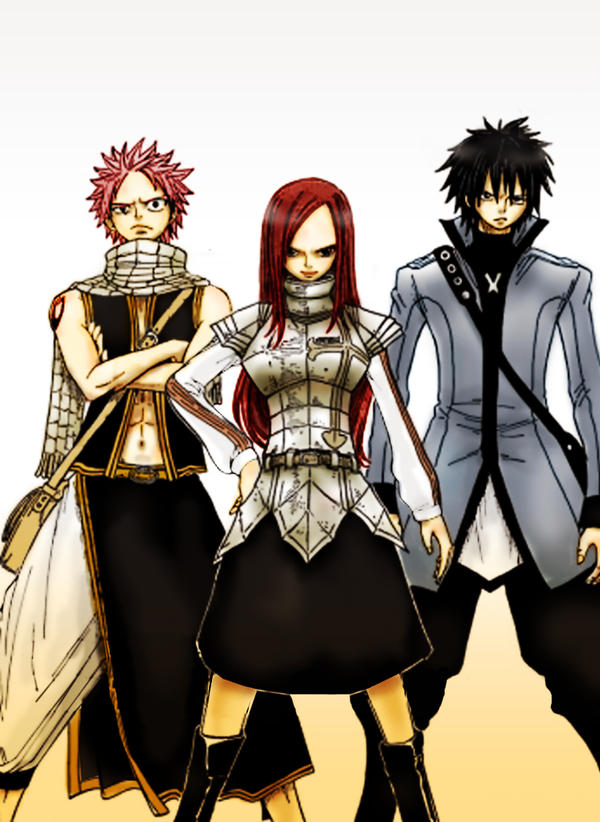 Fairy Tail: Erza, Natsu, Gray