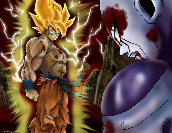 Goku Super Sayajin Versus Freeza : r/DigitalArt