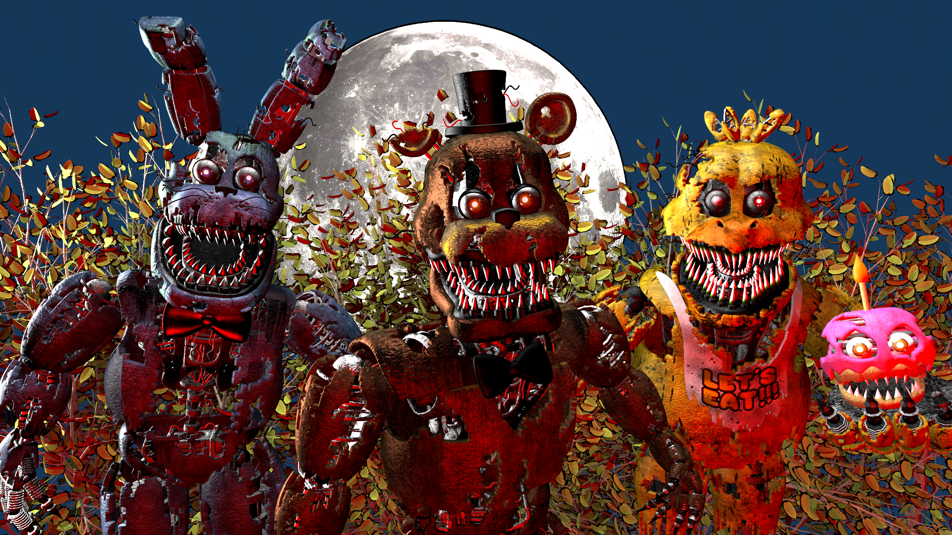 All FNAF 4 Animatronics by LandynGunderfan on DeviantArt