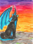 Dragonwolf at sunset by mene