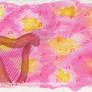 Harp music in pink and yellow Chinese ink