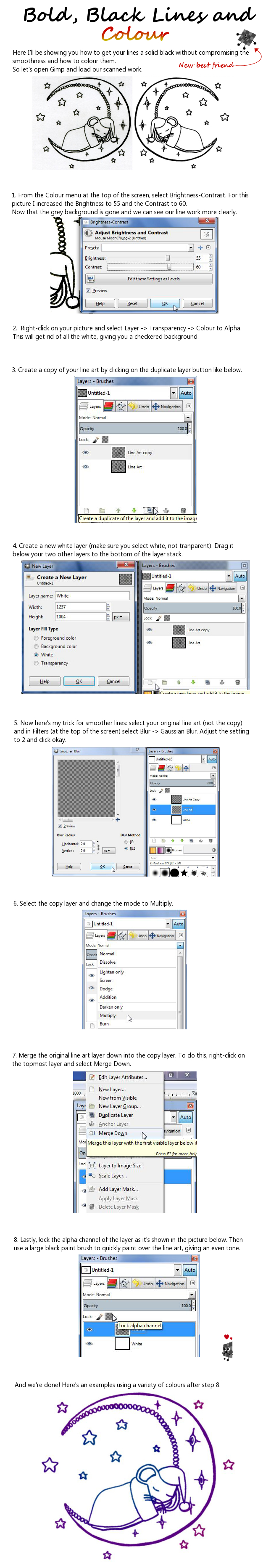 Gimp Line Art Tutorial (+Line Colouring)