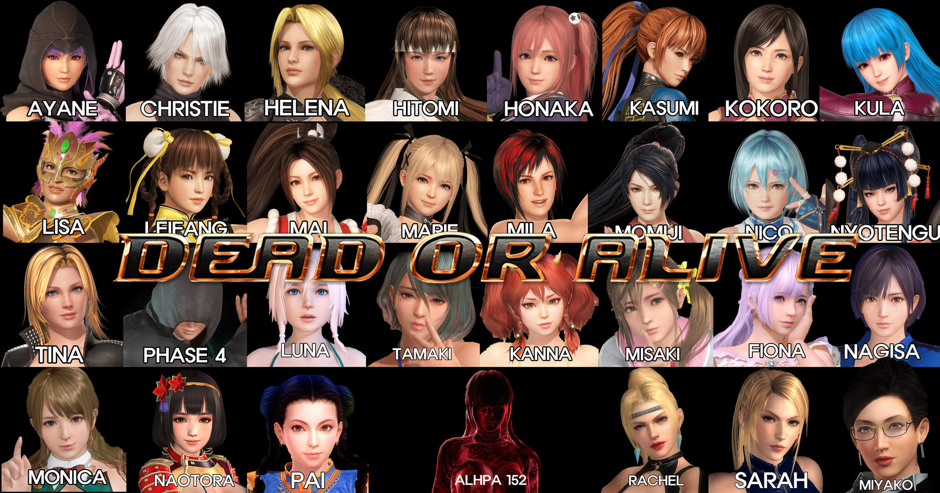 DEAD OR ALIVE UNIVERSE ALL KNOWN FEMALE CHARACTERS by KameronFox on