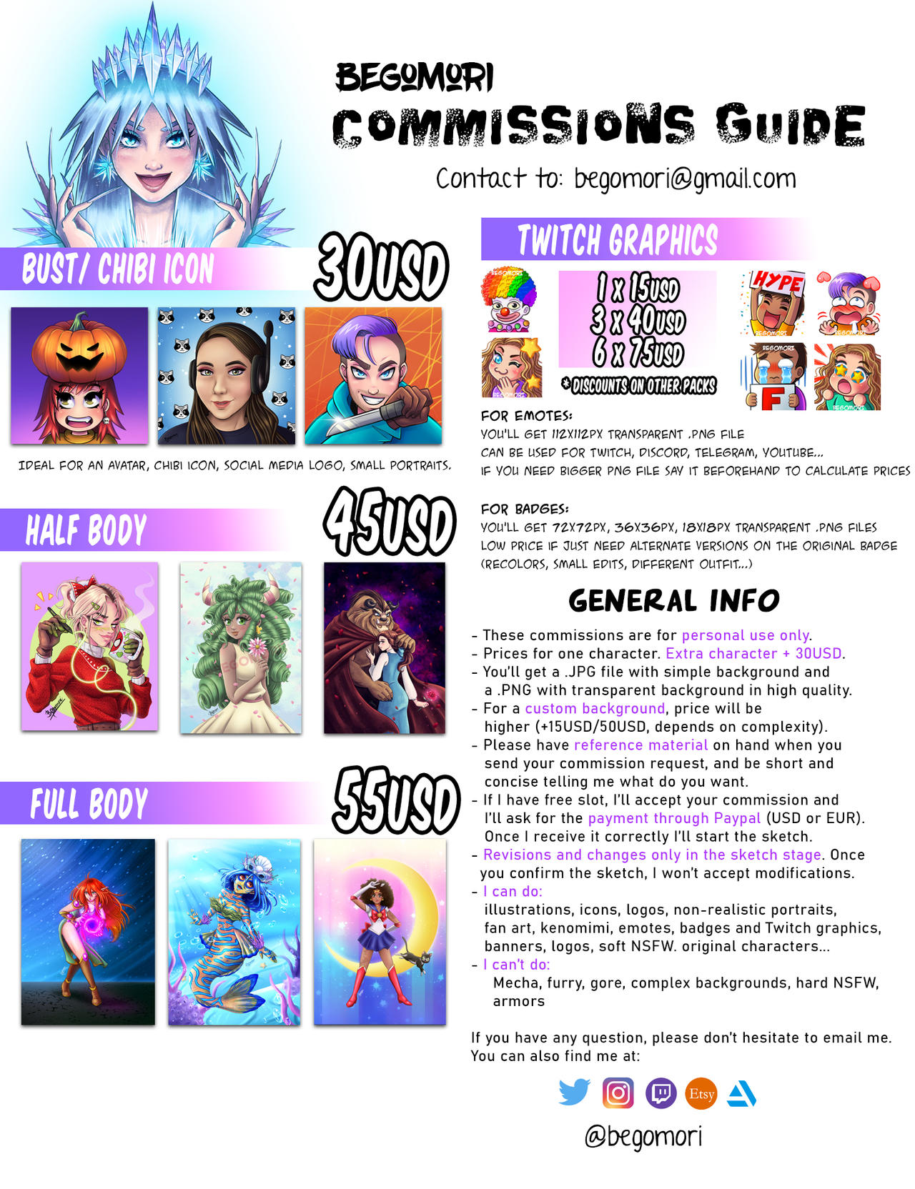 Commissions Guide 2022 by begomoriArt on DeviantArt