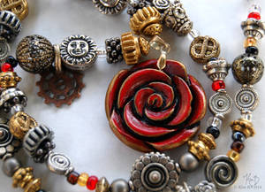 Rose Red Steampunk Necklace