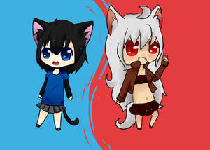 red and blue- chibi