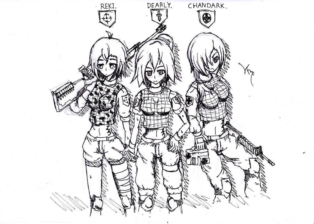 Girl Soldier : Este Team : Reki,Dearly,Chandark by KCBartwork on DeviantArt