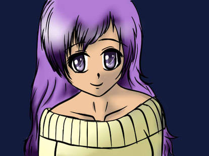 purple hair anime girl