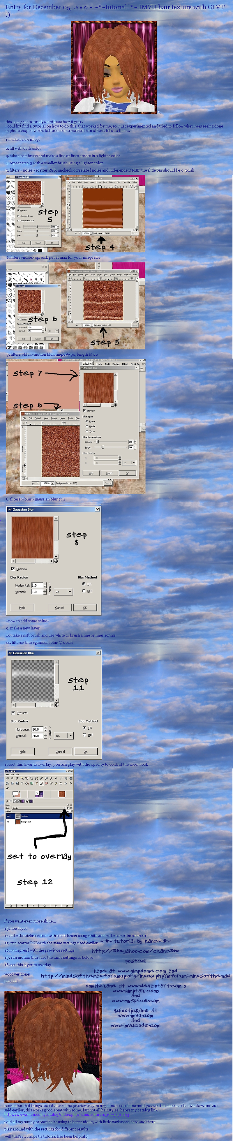IMVU hair textures with GIMP