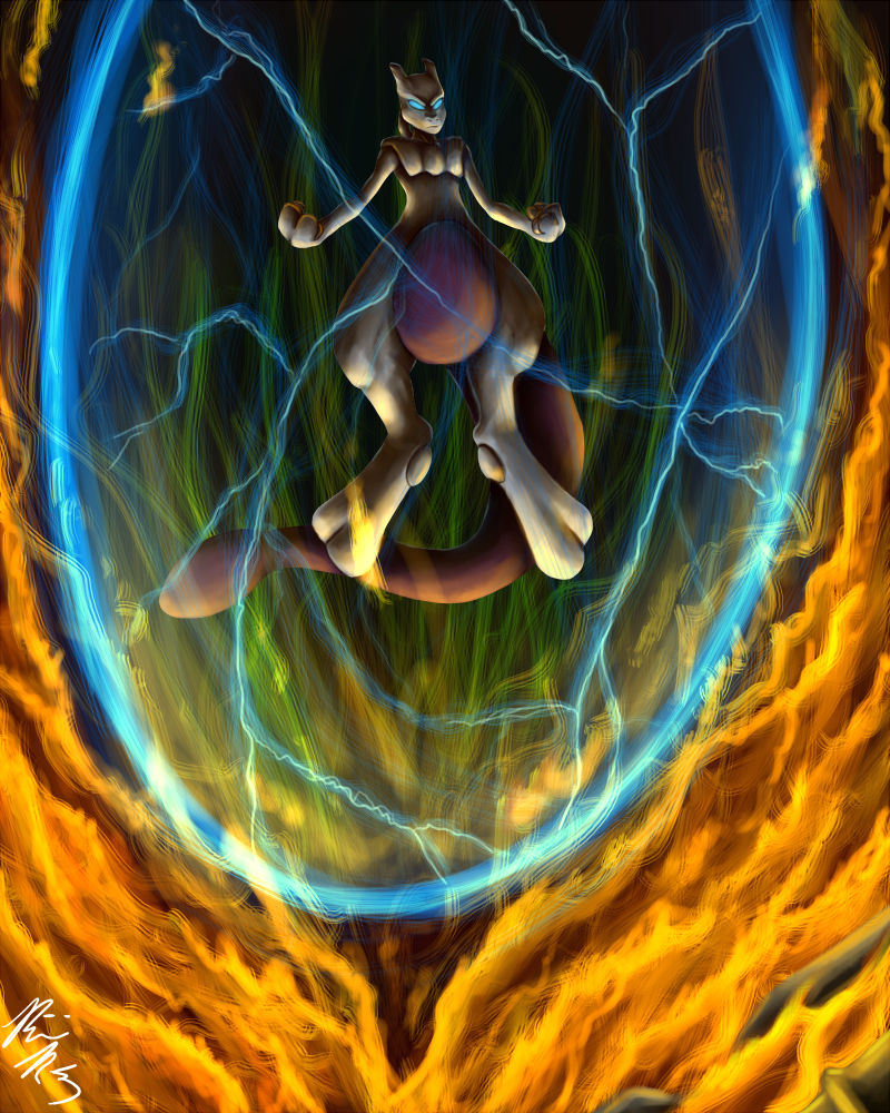 Mewtwo used PSYSTRIKE by PyroFishies on DeviantArt