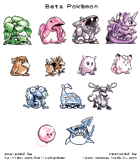 Beta and Alpha Pokemon restored sprites