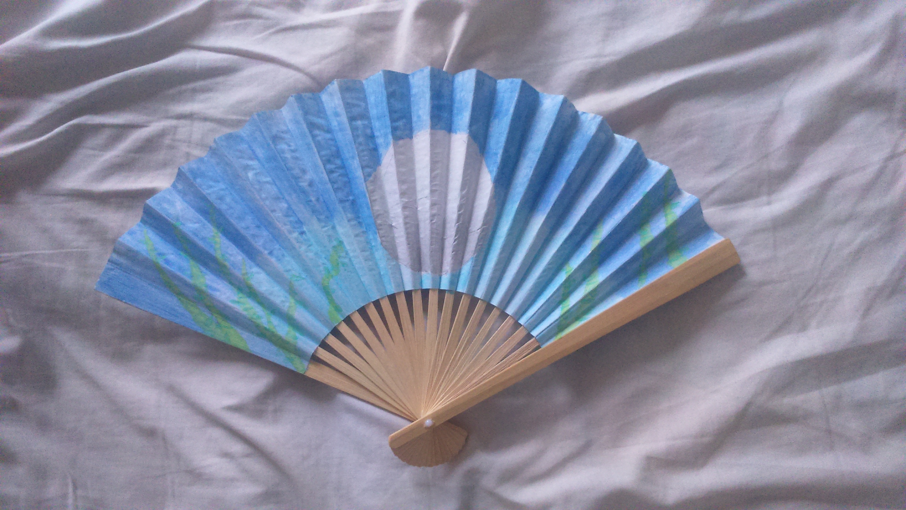 Paper fan- Moon and Bamboo Design