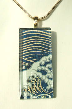 Japanese wave glass pendant