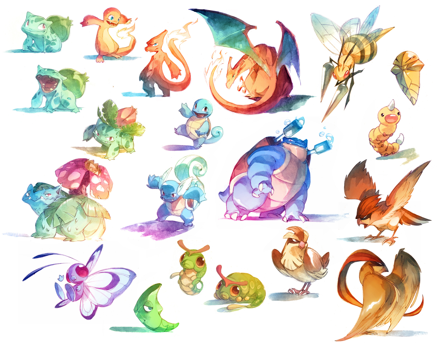 Watercolor Pokemon! 001-018