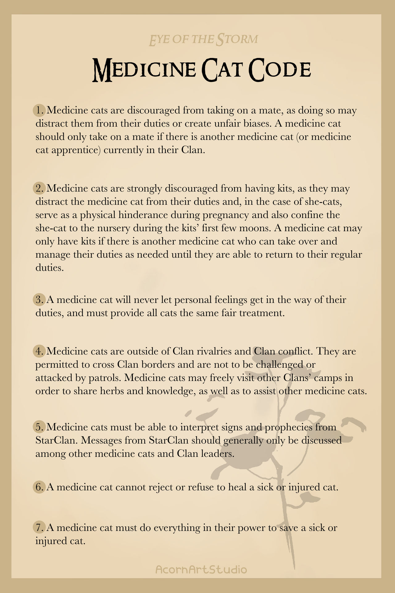 Medicine Cat Code (EOTS) by AcornArtStudio on DeviantArt