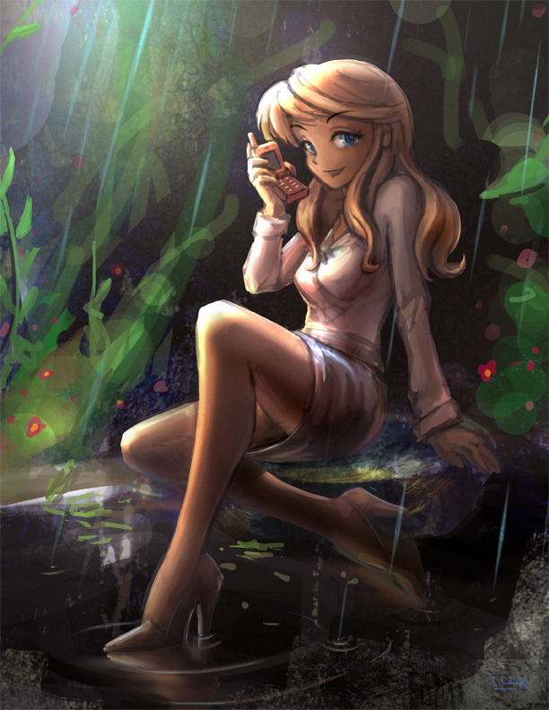 Anime lady on the phone 2