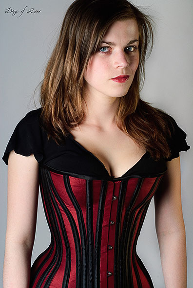 Red and Black longline corset