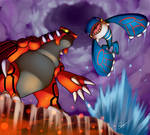 Groudon vs Kyogre by AzureBladeXIII