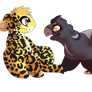 Leopard child meets wild panther child