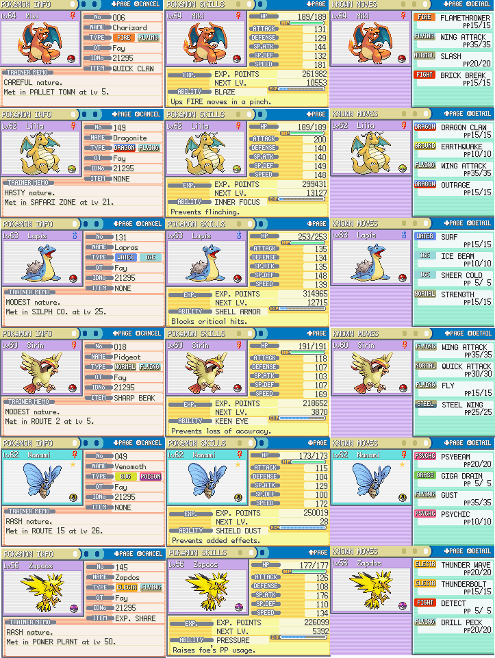 Pokemon Leaf Green Nuzlocke Team by CharaAsterion on DeviantArt