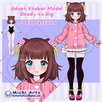 [OPEN] Adoptable Vtuber Model Ready to Rig - VT04