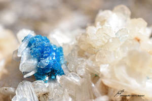 Cristaux de Cavansite sur Stilbite et Heulandite