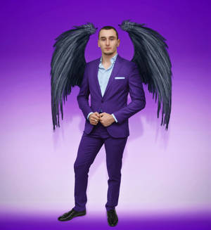 Stylish Purple Suit with Devil Wings