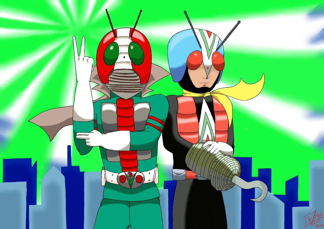 Kamen Rider V3 and his faithful companion Riderman by Faiz-Man on ...