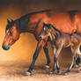 Painting of Horse with her foal