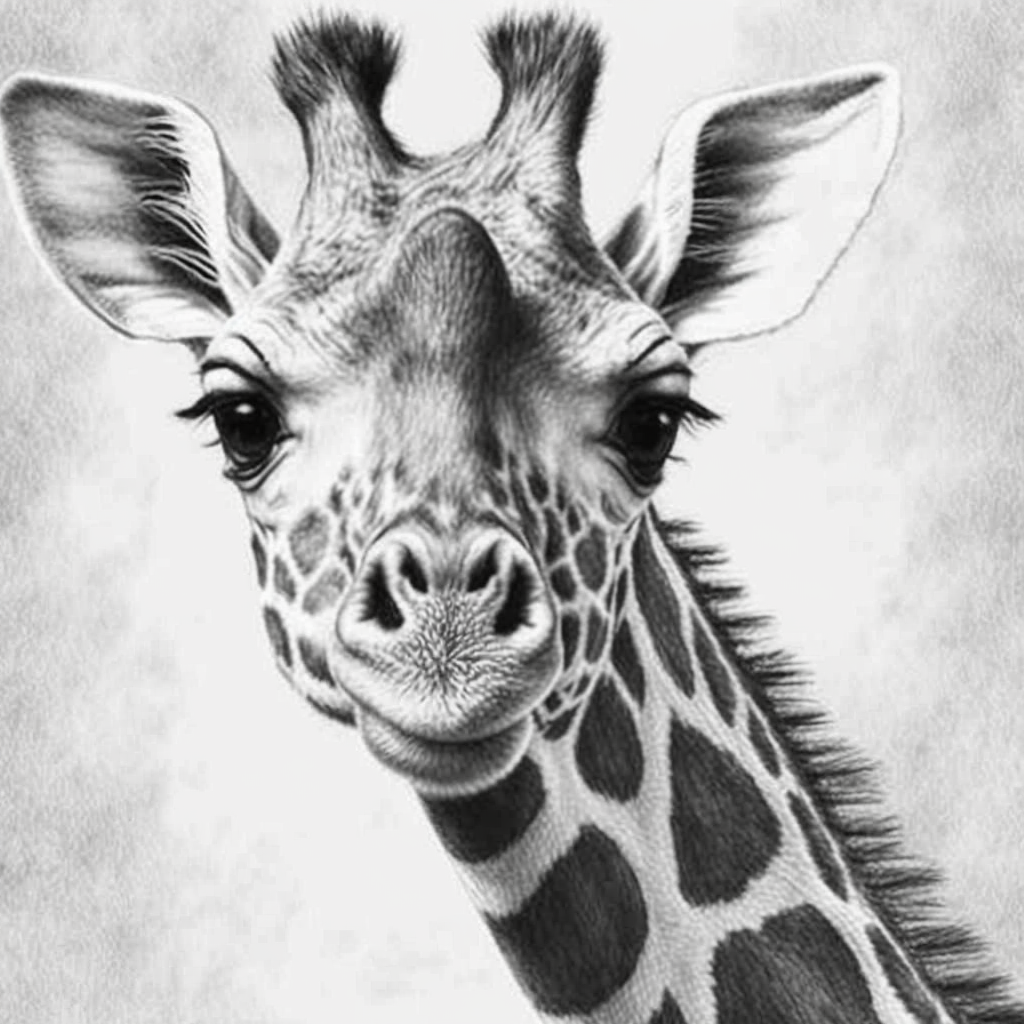 Aaron Wacker cutest baby giraffe pencil drawing by AaronCWacker on
