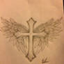 Cross With WIngs Tattoo Design