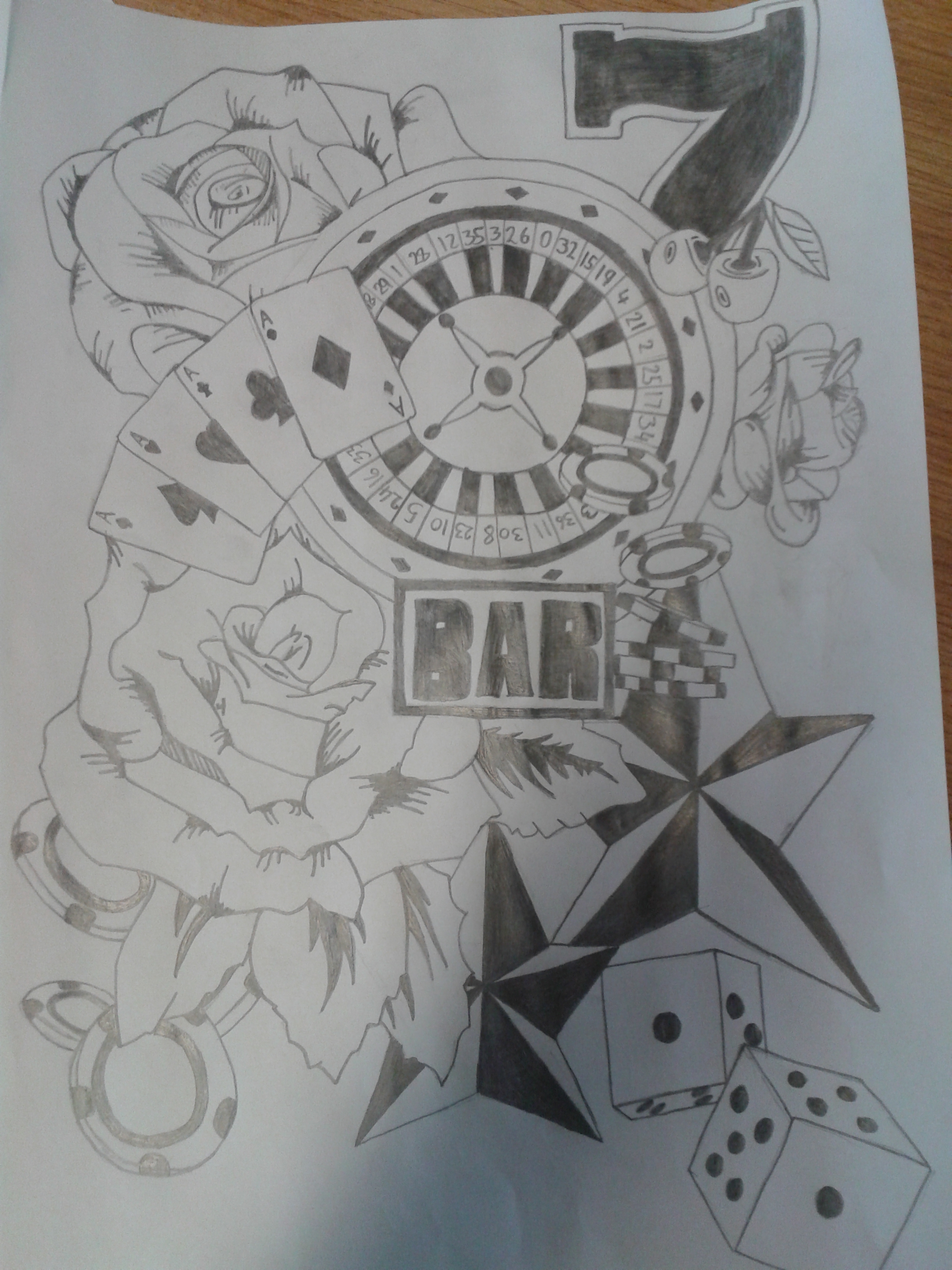 Gambling Mix Tattoo Design