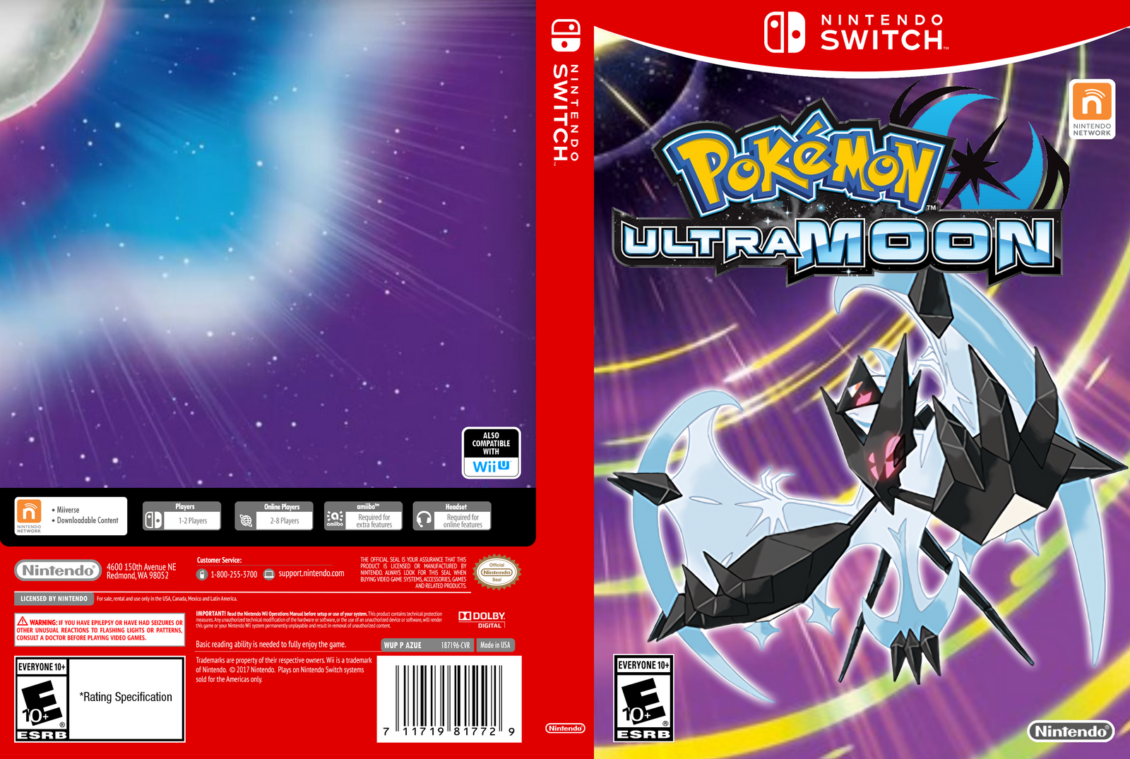 Pokemon Ultra Moon Switch Game Case Fan Made by