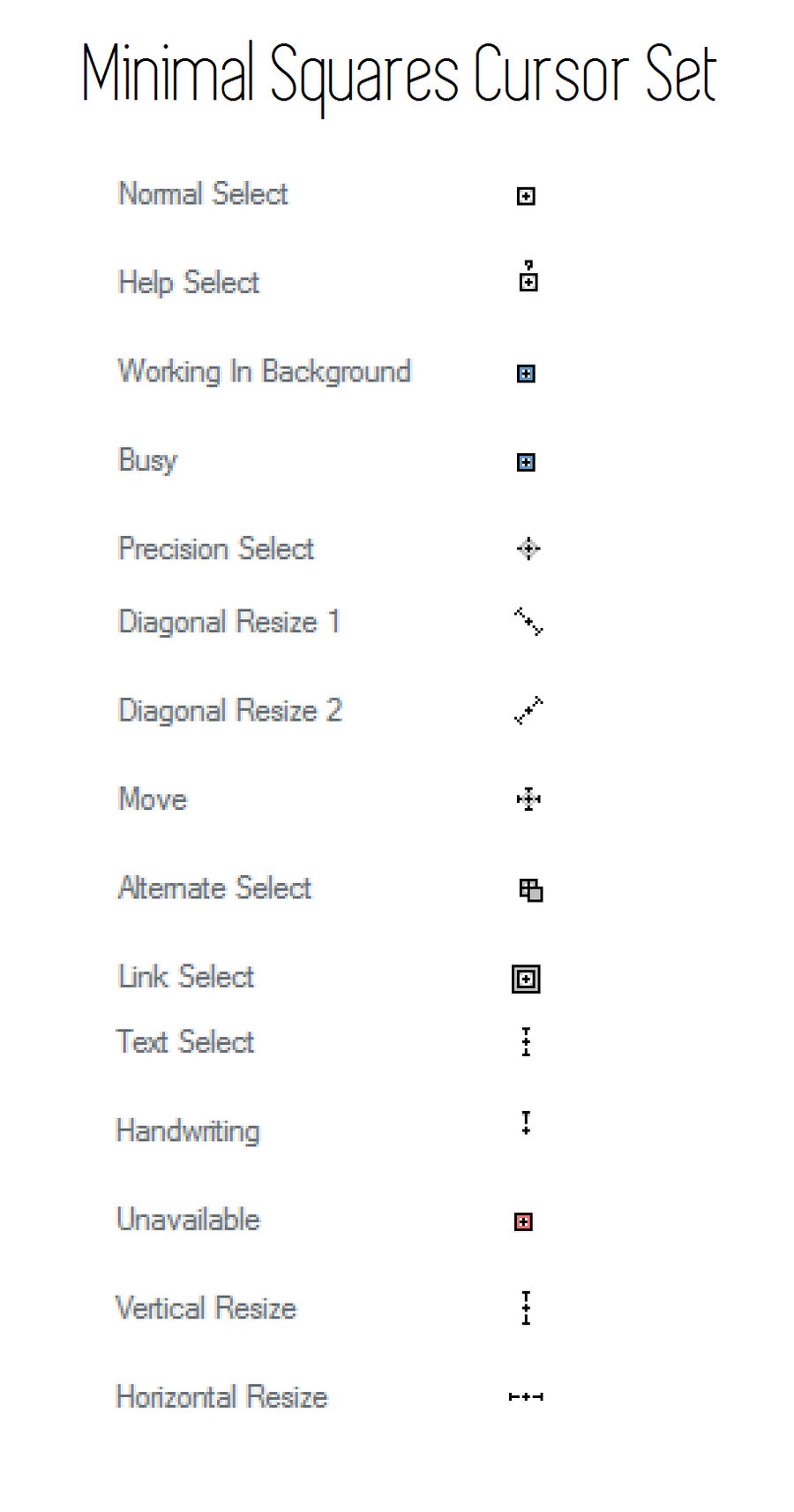 Basic Cursor Set Minimal Squares Custom Cursor Set by serenodom on DeviantArt