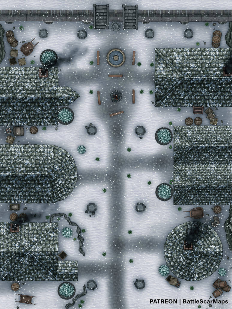 Cold Forge Battle Map Winter Village Battle Map by BattleScarMaps on DeviantArt