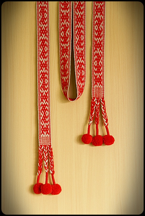 Hand woven belt Horses and World Tree