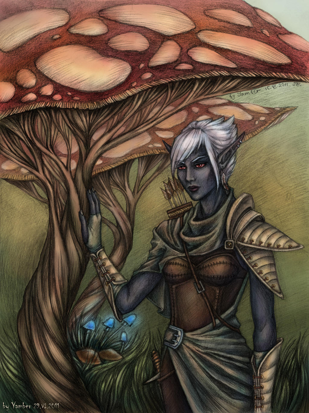 Elf and a tree-fungus in color