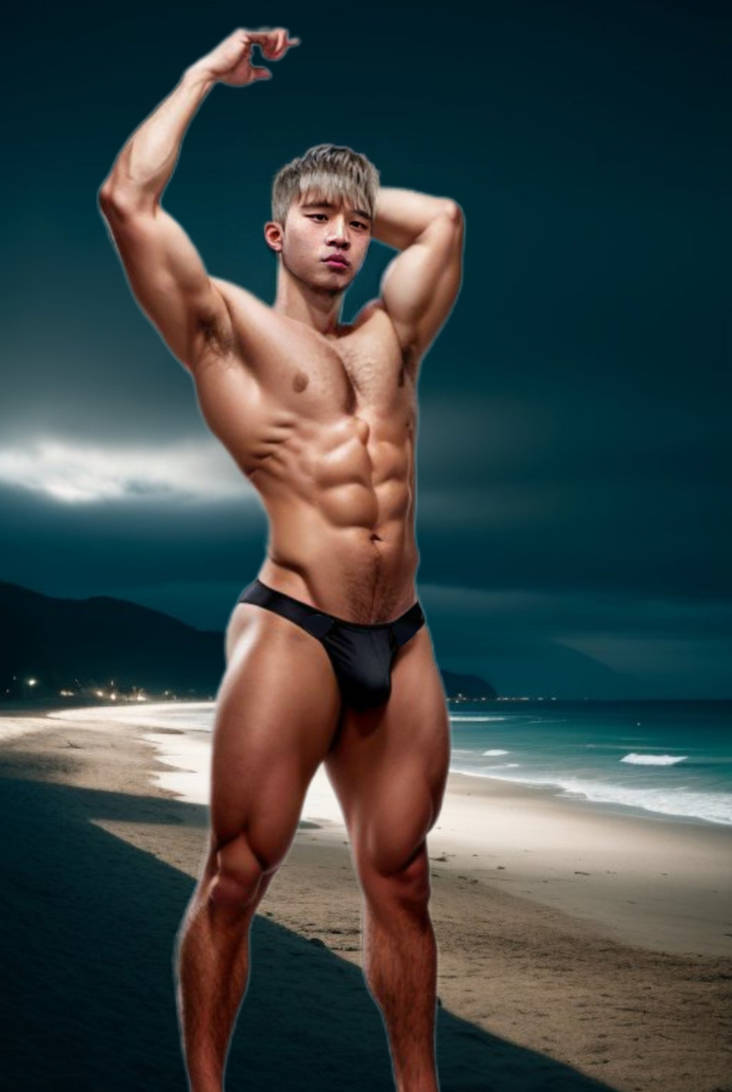 Night Beach Flexing Muscle By Trankhoimy On DeviantArt night-beach-flexing-muscle-by-trankhoimy-on-deviantart