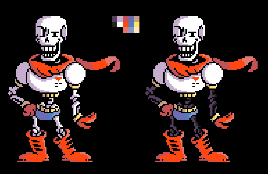 Papyrus battle sprite with colors by AlberTr0n1c on DeviantArt